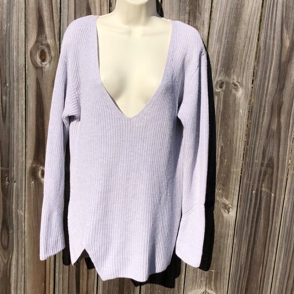 Cabi Small Sweater Zip Deep V Ribbed Top Asymmetric Gray Pullover Knit 3531 - Picture 5 of 11